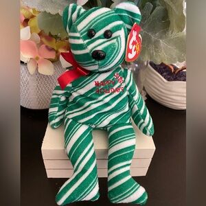 🆕🎄 RETIRED TARE TY BEANIE BABY BEAR “2007 HOLIDAY TEDDY”. MWMT!